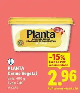 Lidl Planta - creme vegetal promoção
