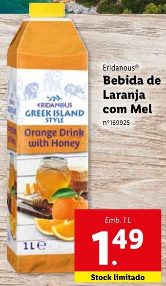 Lidl Eridanous Bebida de Laranja com Mel 1L promoção