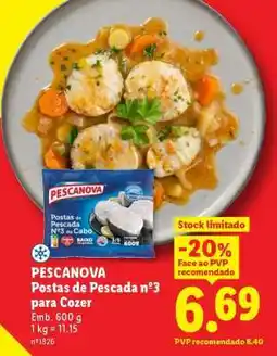 Lidl PESCANOVA Postas de Pescada n°3 para Cozer promoção