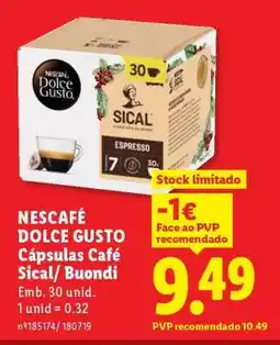 Lidl NESCAFÉ DOLCE GUSTO Cápsulas Café Sical/Buondi promoção