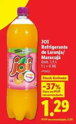 Lidl JOI Refrigerante de Laranja/Maracujá promoção