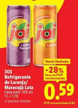Lidl JOI Refrigerante de Laranja/Maracujá Lata promoção