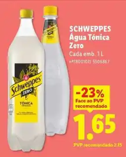 Lidl Schweppes Água Tónica Zero promoção