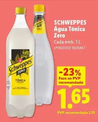 Lidl Schweppes Água Tónica Zero promoção