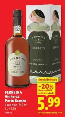 Lidl FERREIRA Vinho do Porto Branco promoção