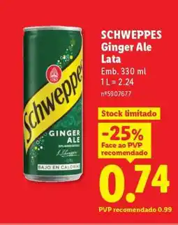 Lidl SCHWEPPES Ginger Ale Lata promoção