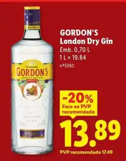 Lidl GORDON'S London Dry Gin promoção