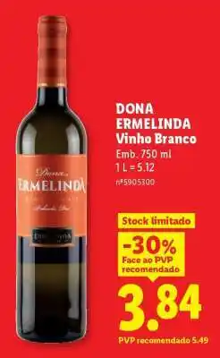 Lidl DONA ERMELINDA Vinho Branco promoção
