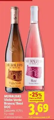 Lidl MURALHAS Vinho Verde Branco/ Rosé DOC promoção