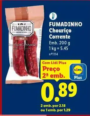 Lidl Fumadinho Chouriço Corrente promoção