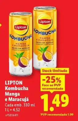 Lidl LIPTON Kombucha Manga e Maracujá promoção