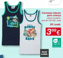 kik Camisola interior para criança promoção