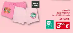 kik Cuecas para menina promoção