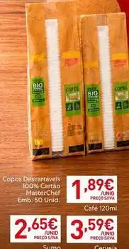Recheio Masterchef - copos descartávels 100% carta promoção