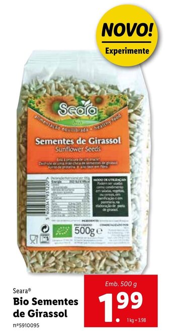 Lidl Seara Bio Sementes de Girassol 500g promoção