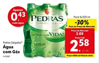 Lidl Pedras Salgadas Água com Gás 6x330ml promoção