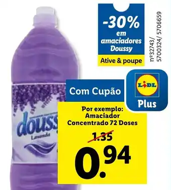 Lidl Amaciador Concentrado Doussy 72 doses promoção
