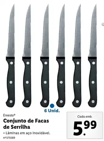 Lidl Ernesto Conjunto de Facas de Serrilha 6 Unid promoção