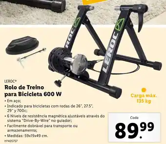 Lidl Leroc Rolo de Treino para Bicicleta 600W promoção