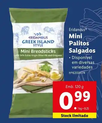 Lidl Eridanous Mini Palitos Salgados 120g promoção