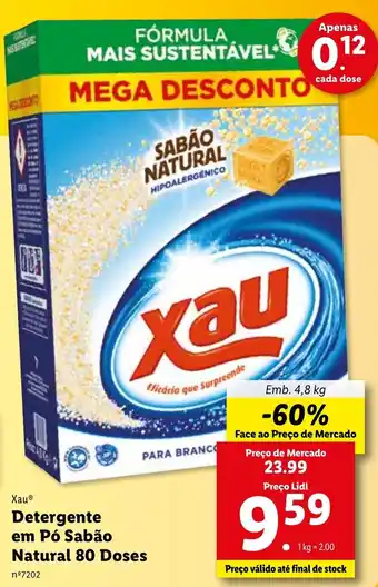 Lidl Xau Detergente em Pó Sabão Natural 80 doses promoção