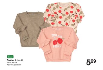 Zeeman Eco Suéter Infantil 92-128 promoção