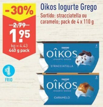 ALDI Oikos Iogurte Grego Stracciatella ou Caramelo 4x110g promoção