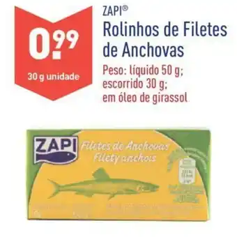 ALDI Zapi Rolinhos de Filetes de Anchovas 30g promoção