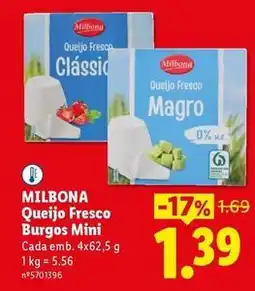 Lidl Milbona - queijo fresco burgos mini promoção