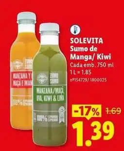 Lidl Solevita - sumo de manga/kiwi promoção