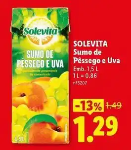 Lidl Solevita - sumo de pessego e uva promoção
