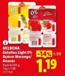 Lidl Milbona - gelatina light 0% açúcar morango promoção