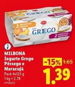 Lidl Milbona - iogurte grego pêssego e maracujá promoção
