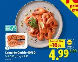 Lidl €co+ - camarão cozido 40/60 promoção
