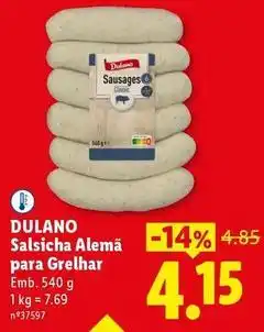 Lidl Dulano - salsicha alema para grelha promoção