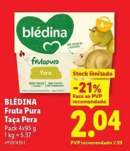 Lidl Blédina - fruta pura taça pera promoção
