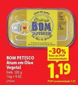 Lidl Bom petisco - atum em oleo vegetal promoção