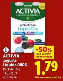Lidl Danone - activia iogurte liquido promoção