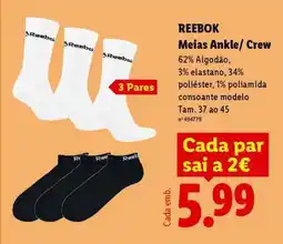 Lidl REEBOK Meias Ankle/ Crew promoção