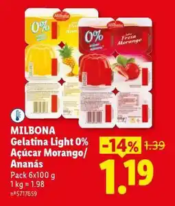 Lidl MILBONA Gelatina Light 0% Açúcar Morango/Ananás promoção