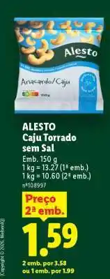 Lidl Alesto Caju Torrado sem Sal promoção