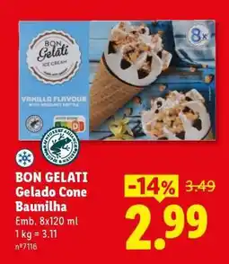 Lidl BON GELATI Gelado Cone Baunilha promoção