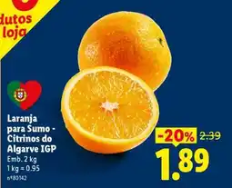 Lidl Laranja para Sumo - Citrinos do Algarve IGP promoção