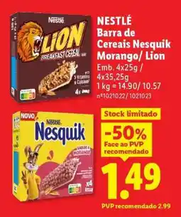 Lidl NESTLÉ Barra de Cereais Nesquik Morango/ Lion promoção