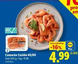 Lidl Camarão Cozido 40/60 promoção