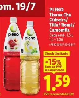 Lidl PLENO Tisana Chá Cidreira/ Tília/ Romã/ Camomila promoção