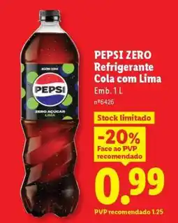 Lidl PEPSI ZERO Refrigerante Cola com Lima promoção