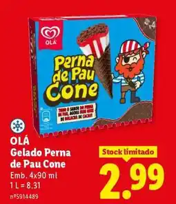 Lidl OLÁ Gelado Perna de Pau Cone promoção