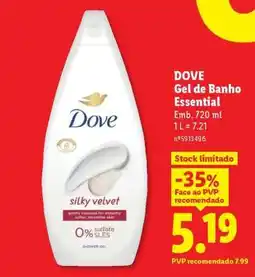 Lidl DOVE Gel de Banho Essential promoção