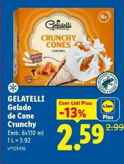 Lidl GELATELLI Gelado de Cone Crunchy promoção